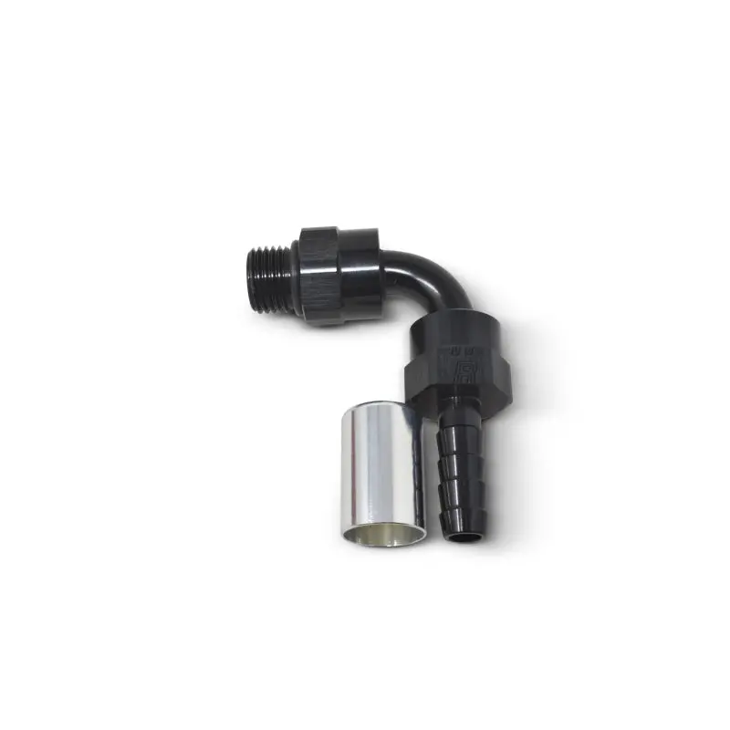 Russell Hose End Crimp On 10 Sae Port Male To -8 Hose 90 Deg Swivel Blk Anodized 2