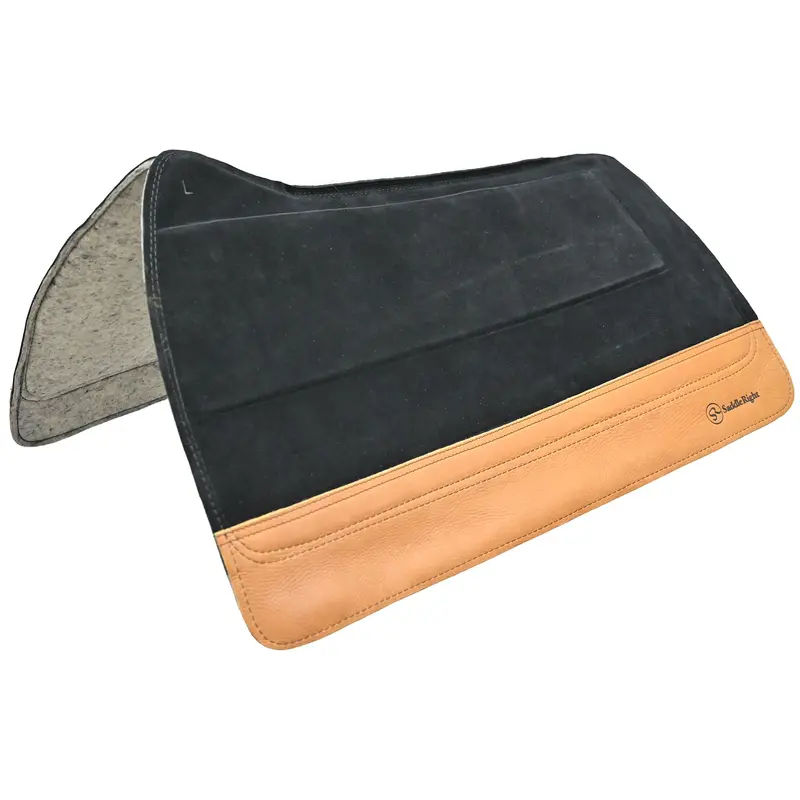 Saddleright 3/4" Western Deluxe Legacy Black Saddle Pad With Saddle Wear Leathers- 30"X32" 1