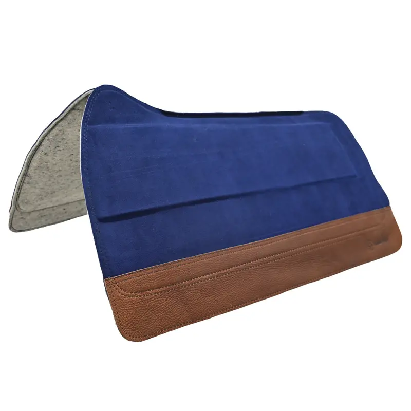 Saddleright 3/4"Western Deluxe Legacy Navy Saddle Pad With Mahogany Wear Leathers- 32"X32" 1