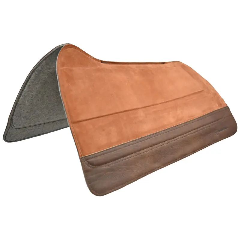 Saddleright 5/8"Western Deluxe Mahogany Saddle Pad With Chocolate Wear Leathers- 30"X32" 1