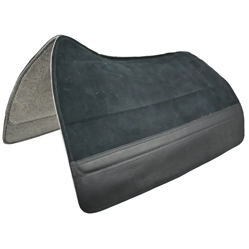 Saddleright Western Deluxe Black Saddle Pad With Black Wear Leathers- 28"X32" 1