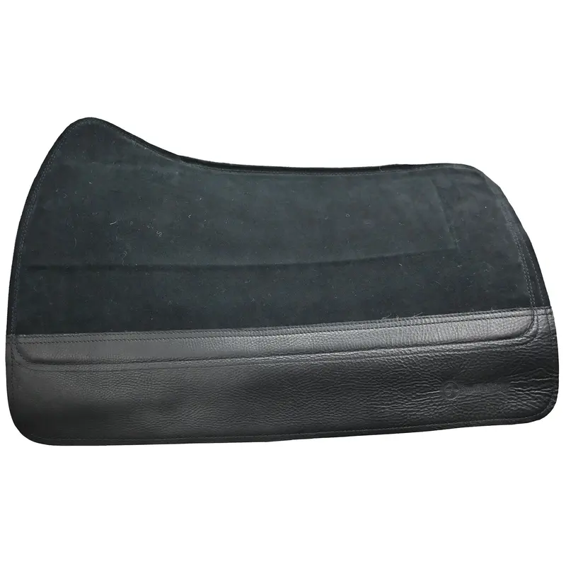 Saddleright Western Deluxe Black Saddle Pad With Black Wear Leathers- 28"X32" 2