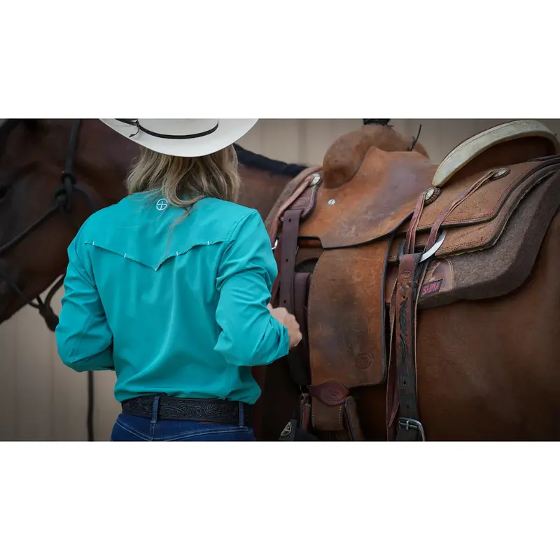 San Jac Women's Long Sleeve Performance Shirt - Teal 4