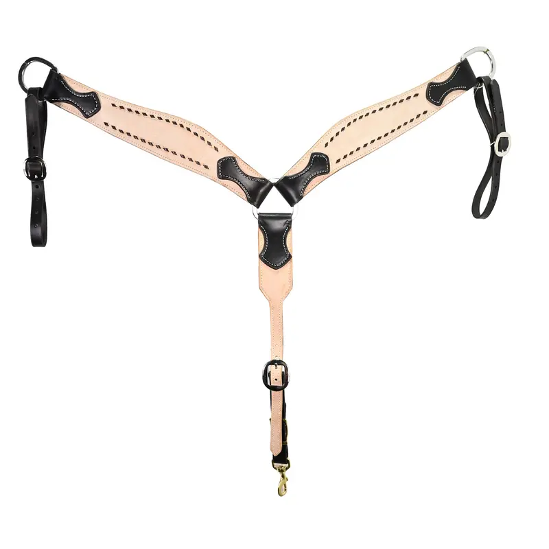 San Saba Equine Roughout Breastcollar With Chocolate Buckstitch 1