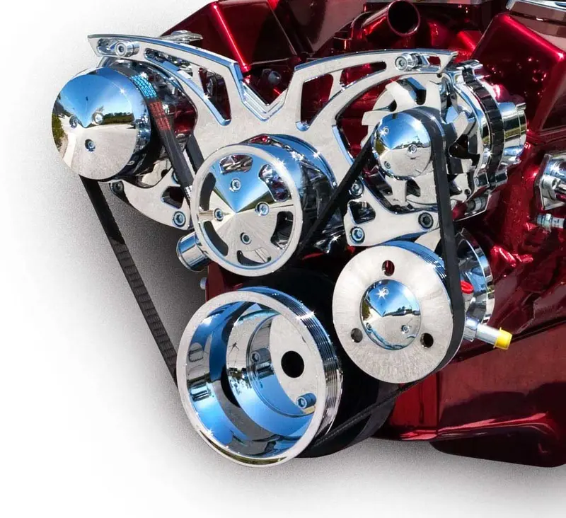Sbc Style Track Pulley Set Alt A/C With P/S 1