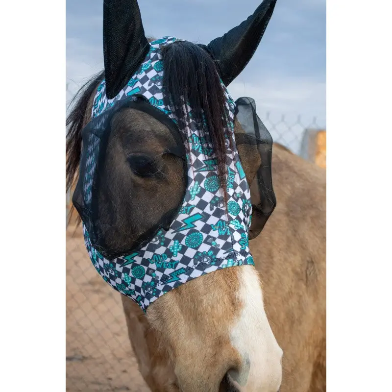 Schulz Equine Lycra Fly Mask- Turquoise Glass 2