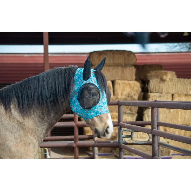 Schulz Equine Lycra Fly Mask- Turquoise Howdy 1