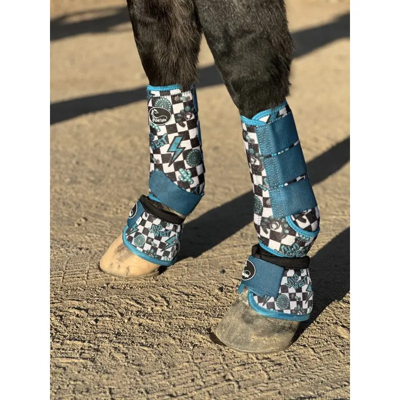 Schulz Equine No-Turn Bell Boots- Turquoise Glass 2