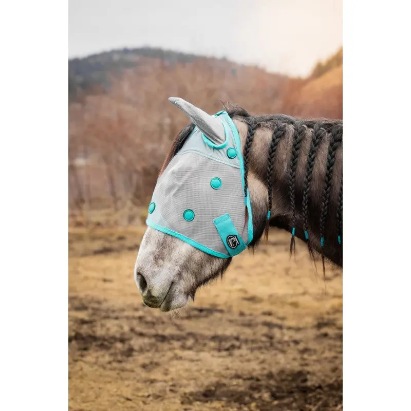 Schulz Equine Perf Boost Magnetic Fly Mask- Teal/Grey 1