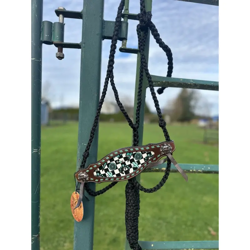 Schulz Equine Turquoise Glass Braided Muletape Bronc Halter 1