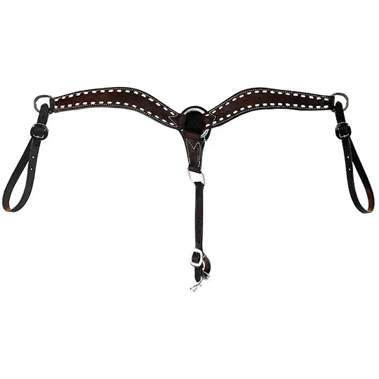Scott Thomas Saddlery 1" Chocolate Roughout Breast Collar With White Buckstitch 1