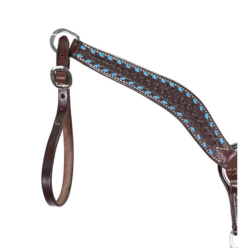 Scott Thomas Saddlery 1" Chocolate Snowflake Breast Collar With Turquoise Buckstitch 2