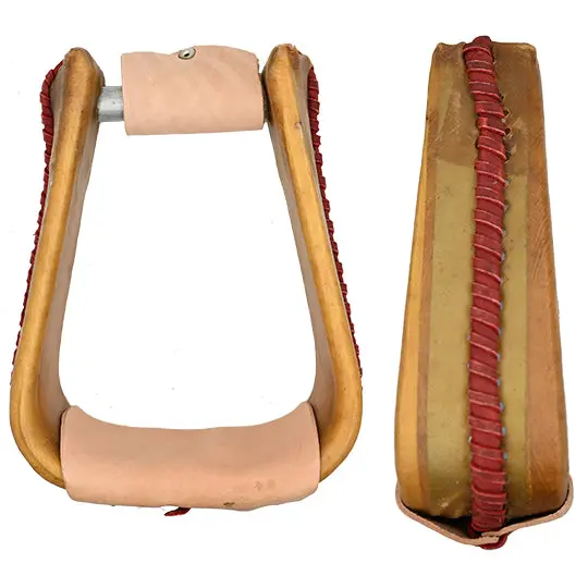 Scott Thomas Saddlery 3 1/4" Rawhide Covered Overshoe Stirrups 1