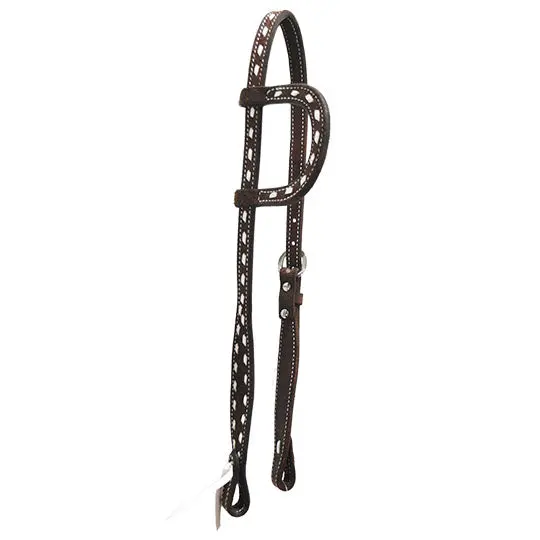 Scott Thomas Saddlery Chocolate Roughout Slip Ear Headstall With White Buckstitch 1