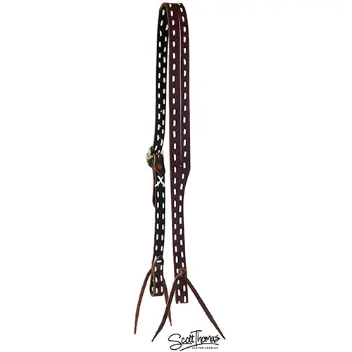 Scott Thomas Saddlery Latigo Rough Out Slit Ear Headstall With White Buckstitch 1