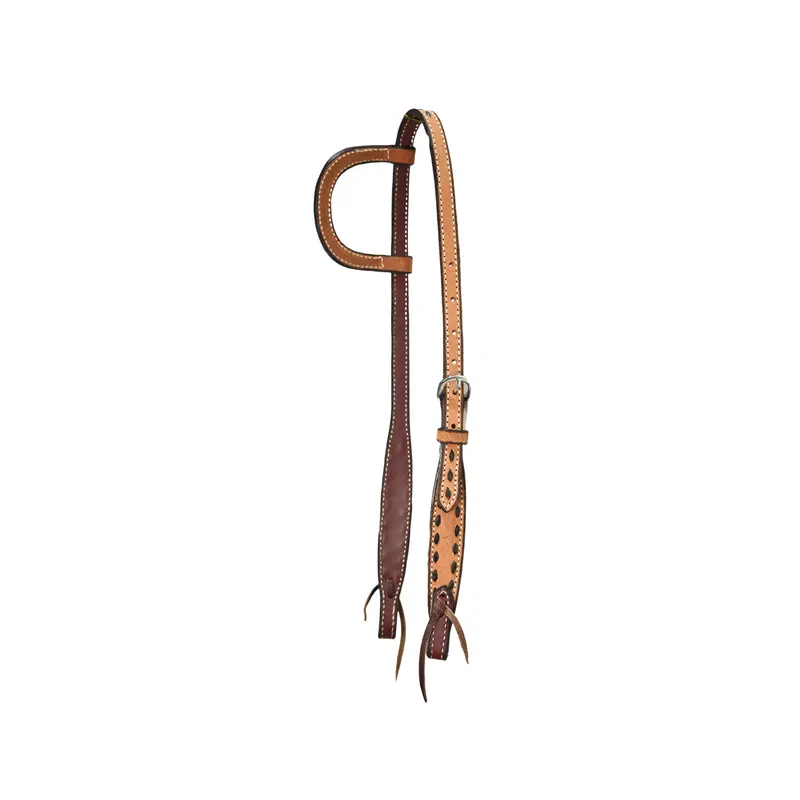 Scott Thomas Saddlery Natural Roughout Slip Ear Headstall With Buckstitch 1