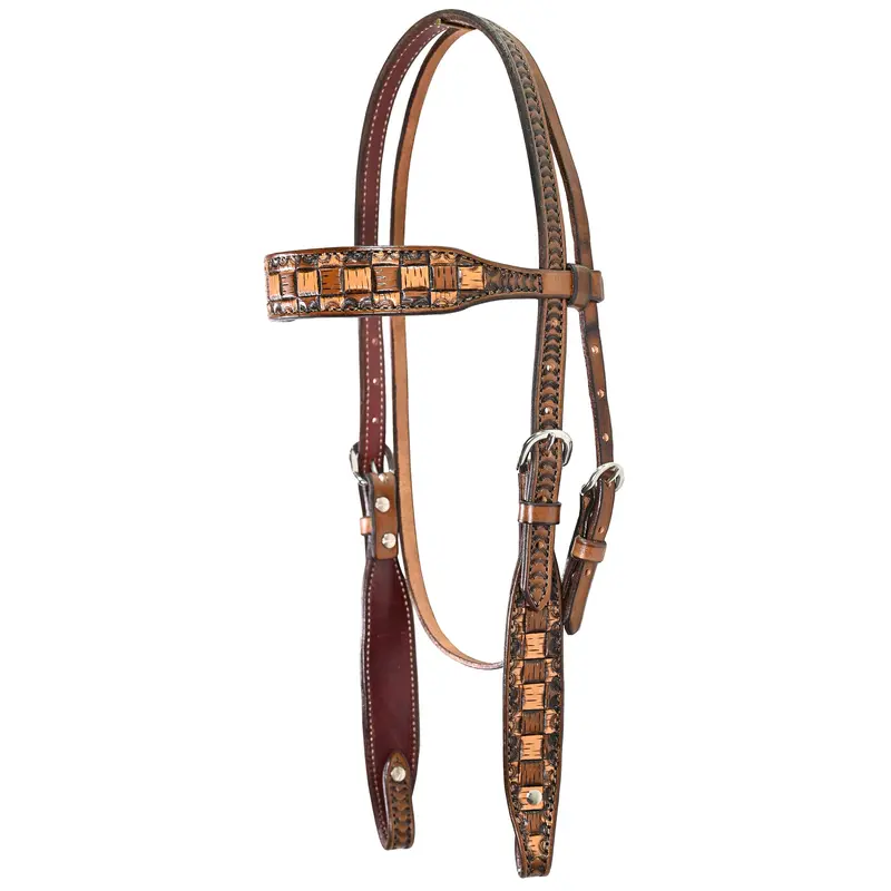 Scott Thomas Saddlery Vintage Checkerboard Browband Headstall 1