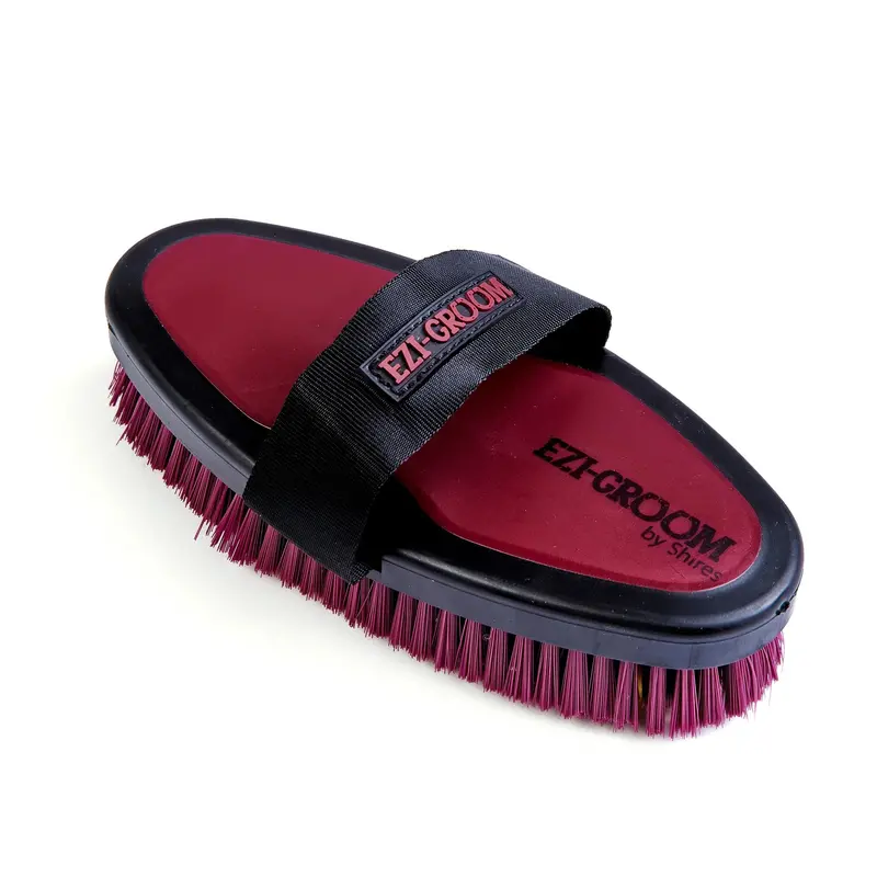 Shires Ezi-Groom Grip Large Body Wash Brush- Burgundy 1