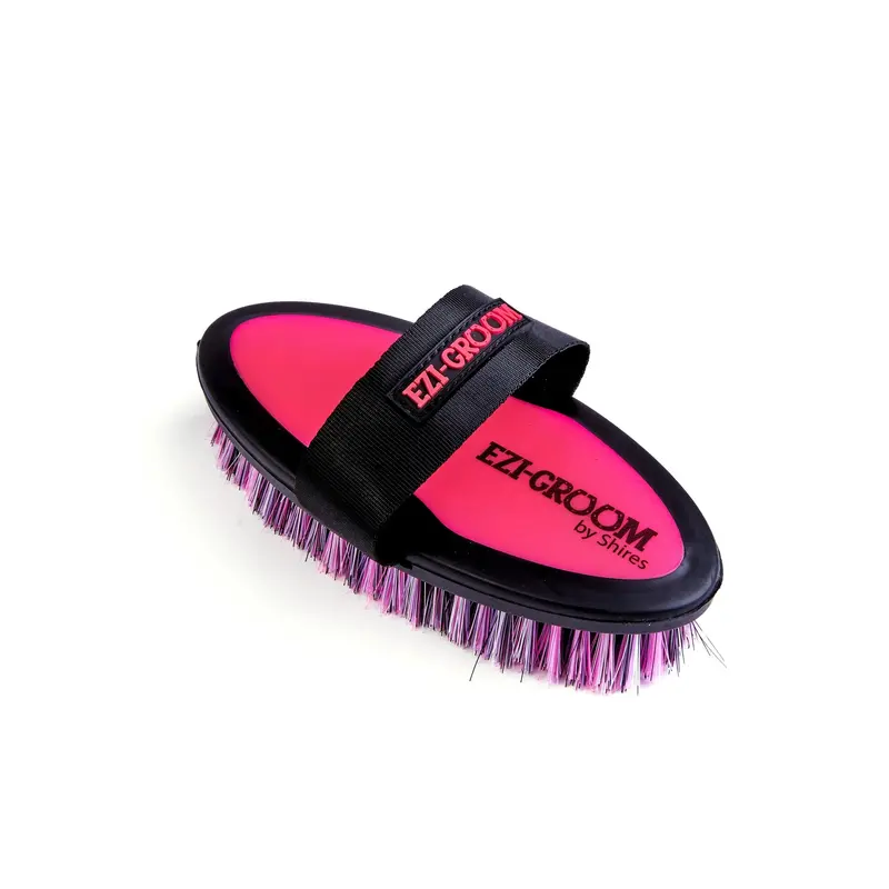 Shires Ezi-Groom Grip Small Body Brush- Bright Pink 1