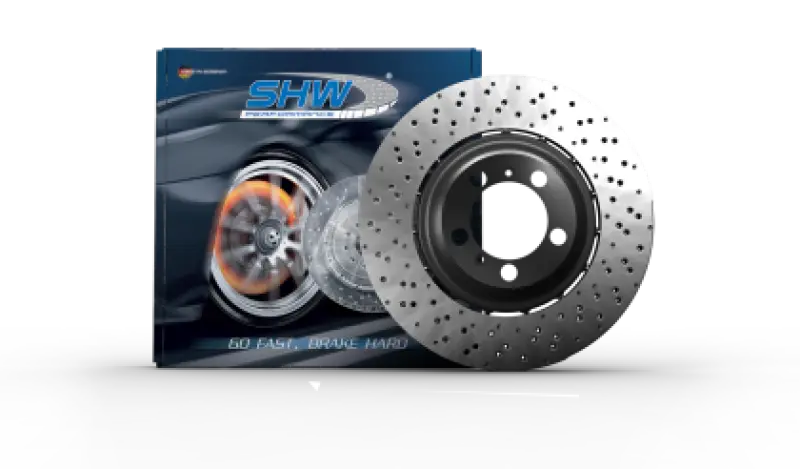 Shw 22-25 Porsche 718 Cayman Gt4 Rs Right Rear Cross-Drilled Lightweight Brake Rotor (9Gt615602e) 1