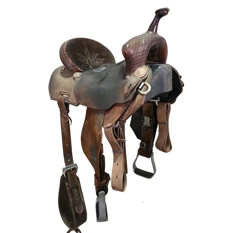 Sold! Used 14.25" Double J Pursuit Flex Barrel Racing Saddle 1