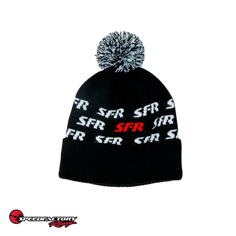 Speedfactory Outlaw Pom Beanie (Black/White Pom) Red And White Sfr Design 1