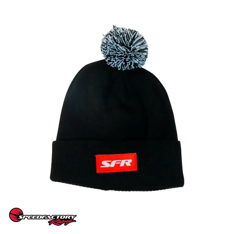 Speedfactory Outlaw Pom Beanie (Black/White Pom) Red Sfr Label 1