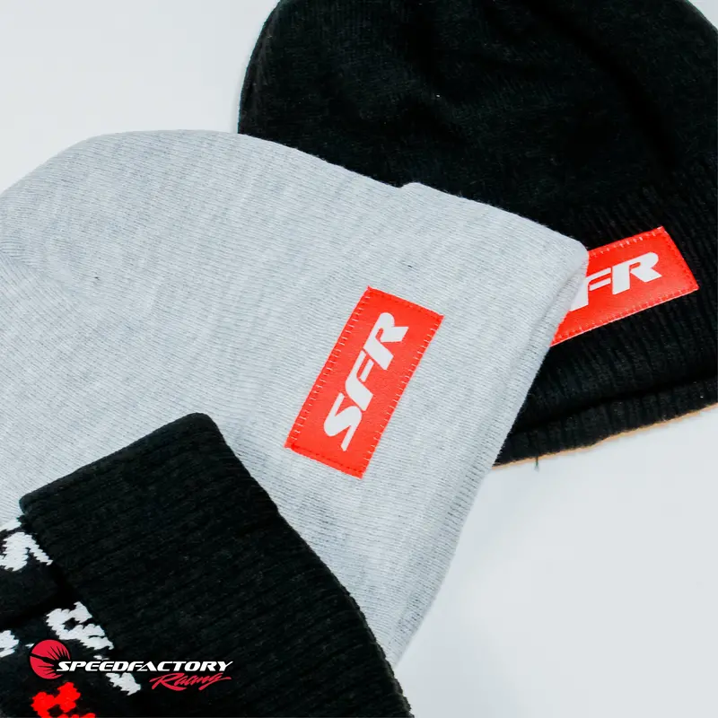 Speedfactory Outlaw Pom Beanie (Black/White Pom) Red Sfr Label 2