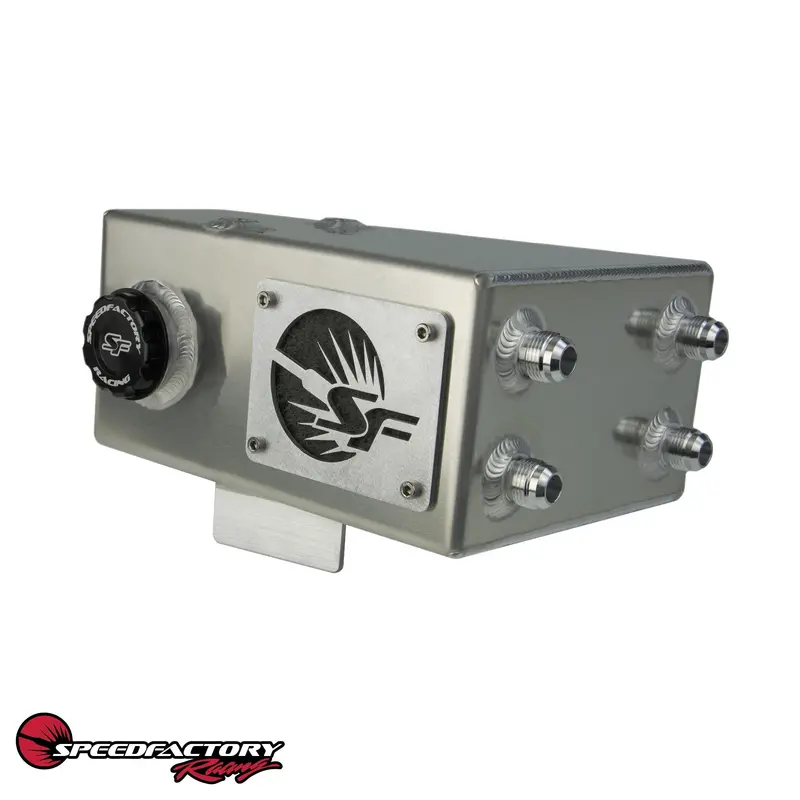 Speedfactory Racing Angled Oil Catch Can With Built In Coolant Overflow Tank 1