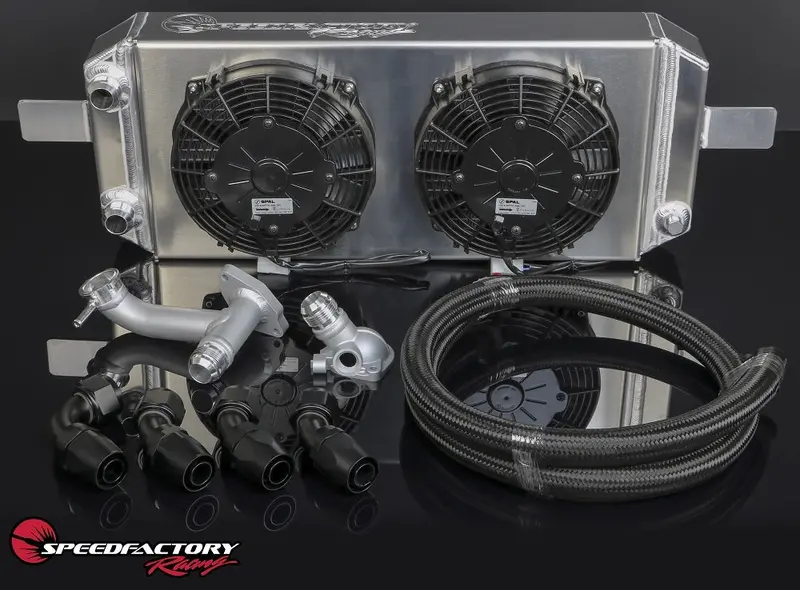 Speedfactory Racing B-Series Tucked Radiator Complete Kit -16An Hose, Fittings, Fill Neck And Thermostat Housing 1