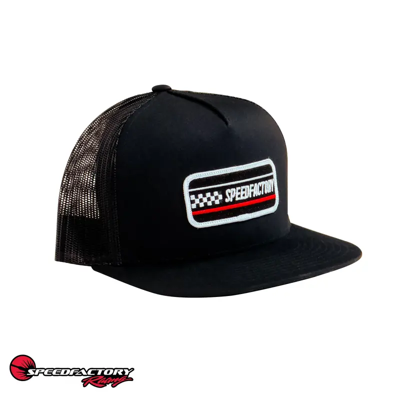 Speedfactory Racing Finish Line Patch Snap Back Trucker Hat - Black 1