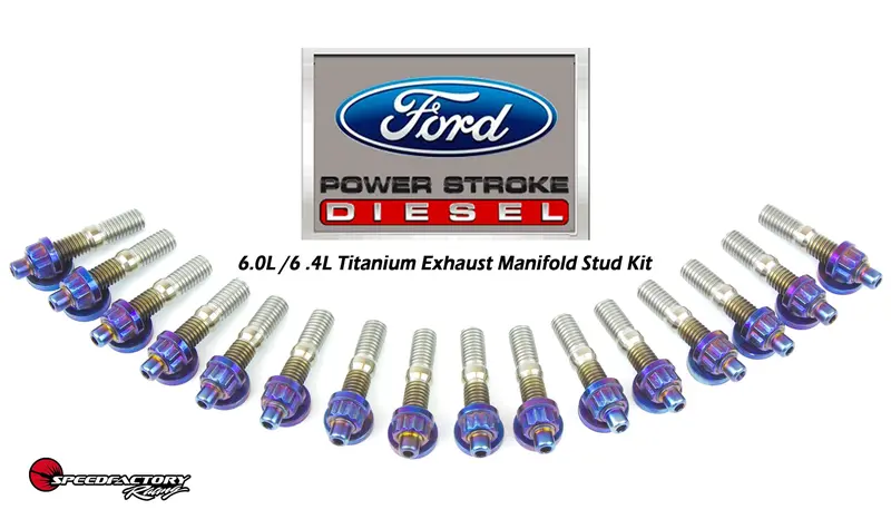 Speedfactory Racing Ford Diesel (6.0L / 6.4L Engines) Titanium Exhaust Manifold Stud Kit 1