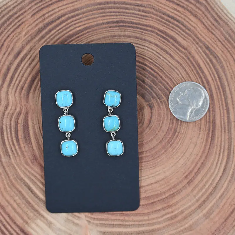 The Fallon Dangle Earring 3 Stone With Kingman Turquoise 1