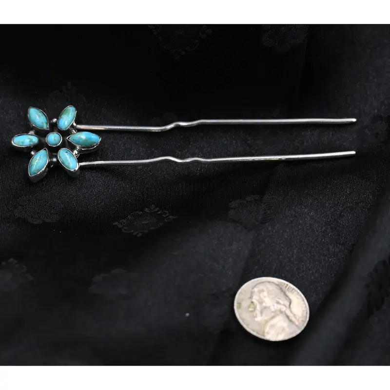 The Kiara Turquoise Flower Hair Pin 1
