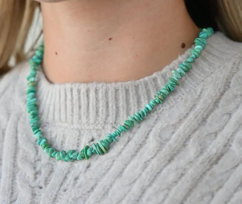 The Misti Necklace Chunky Green Stones 18" 2
