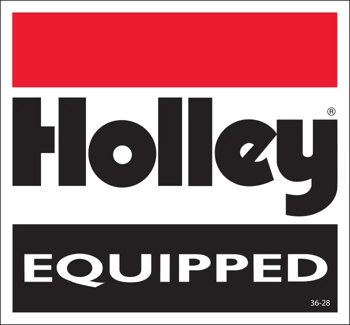The Original Holley Equipped Logo Decal, Red, Black & White. 1