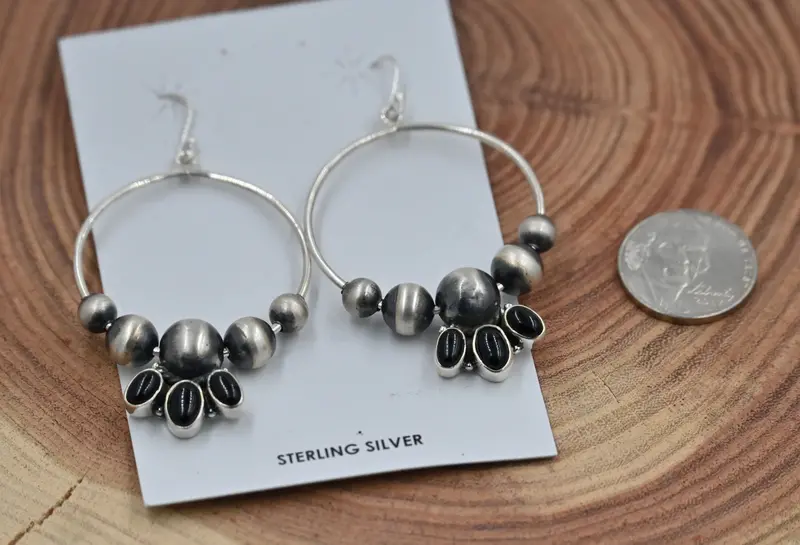 The Shelby Pearl And Black Onyx Hoop Earrings 1