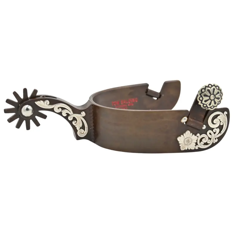 Tom Balding Men's Spurs With Silver Floral Overlay 2