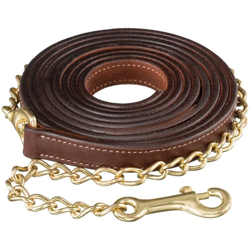 Tough 1 10' Leather Lead With 30" Stud Chain 1