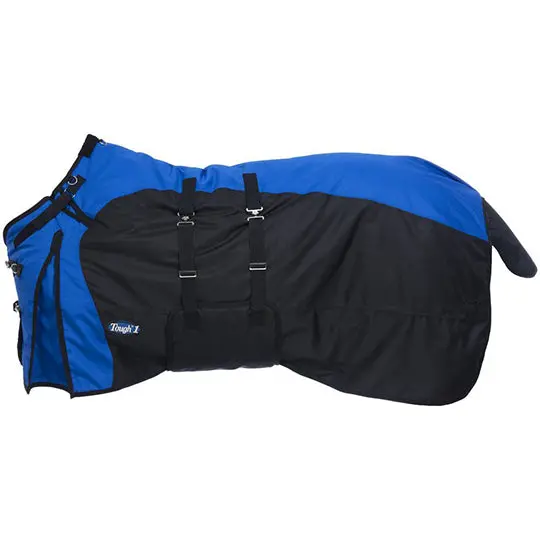 Tough 1 1200D 250G Turnout Blanket With Belly Wrap And Snuggit Neck- Blue 1