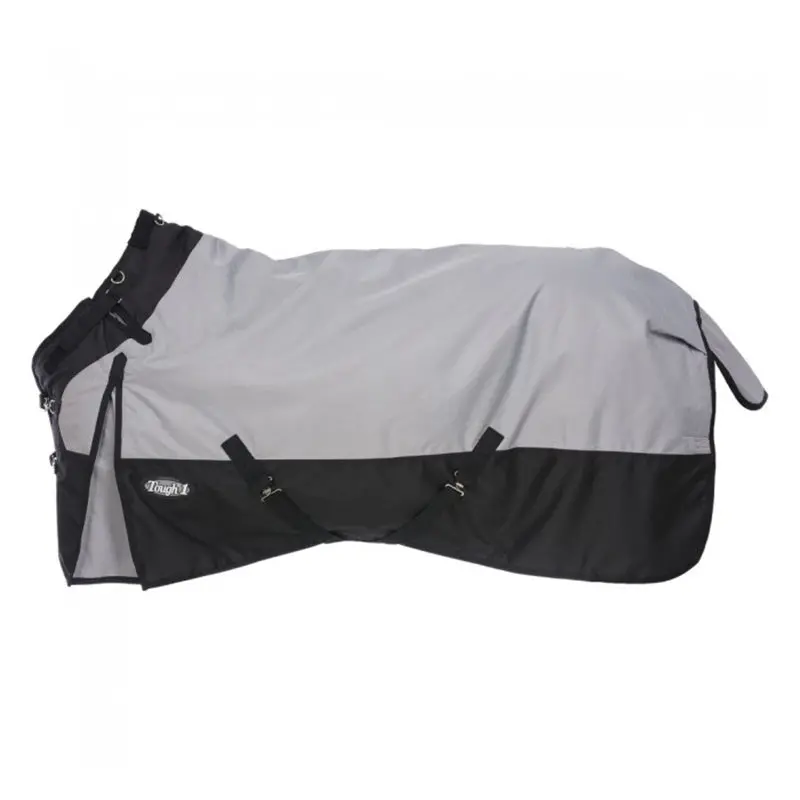 Tough-1 1200D Waterproof Poly Turnout Blanket W/ Adjustable Snuggit Neck- Grey 1