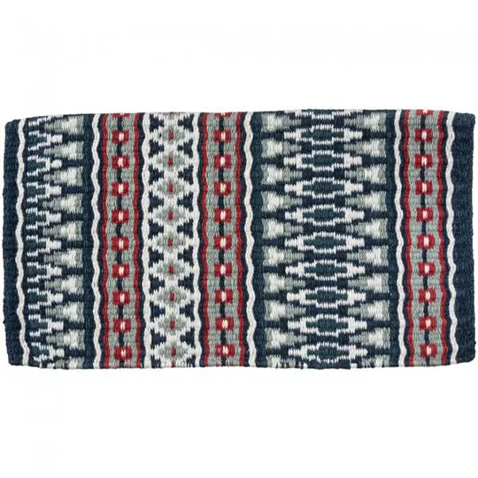 Tough 1 34"X36" Teal/White/Coral Wool Saddle Blanket 1