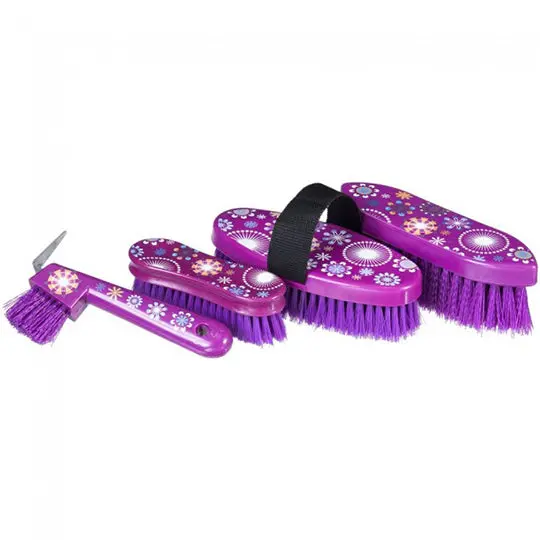 Tough-1 4 Piece Printed Brush Package- Purple Flower 1