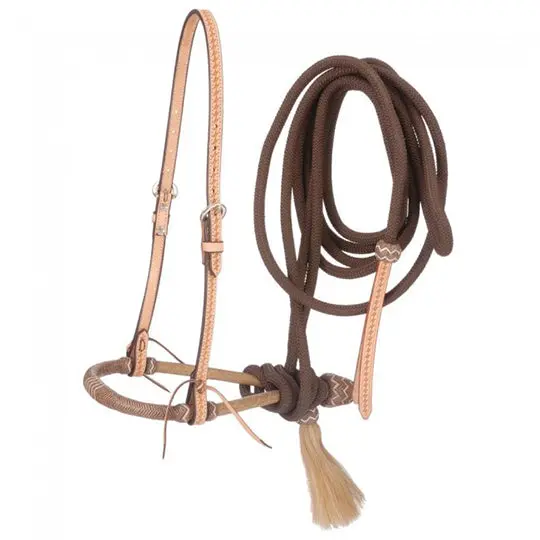 Tough-1 Basketweave Bosal Hanger, Bosal And Cord Mecate- Brown 1