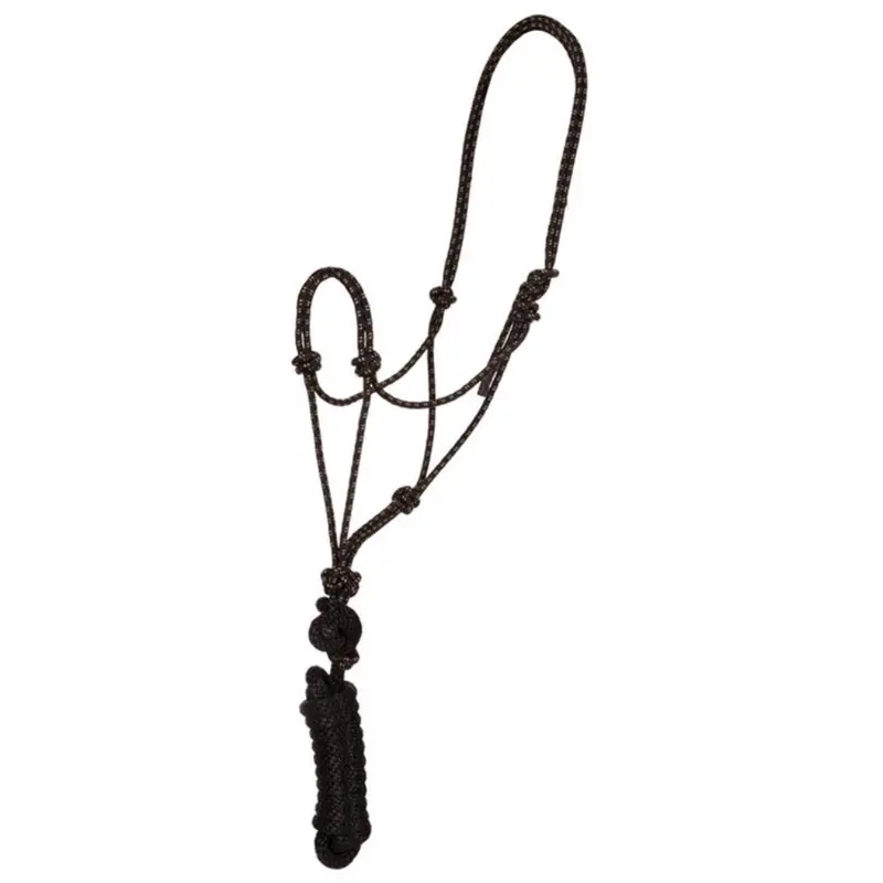 Tough 1 Black And Tan Poly Rope Halter With Lead Rope 1