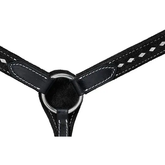Tough 1 Black Suede Breast Collar With White Buckstitch 2