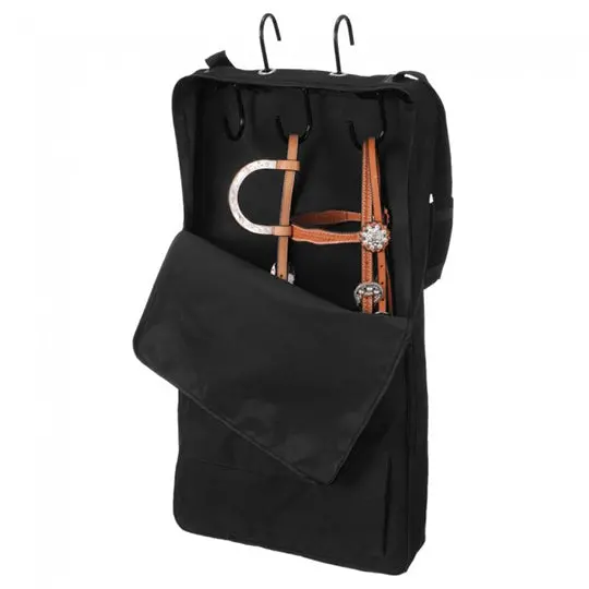 Tough-1 Bridle/Halter Bag W/ 3 Prong Tack Rack- Black 1