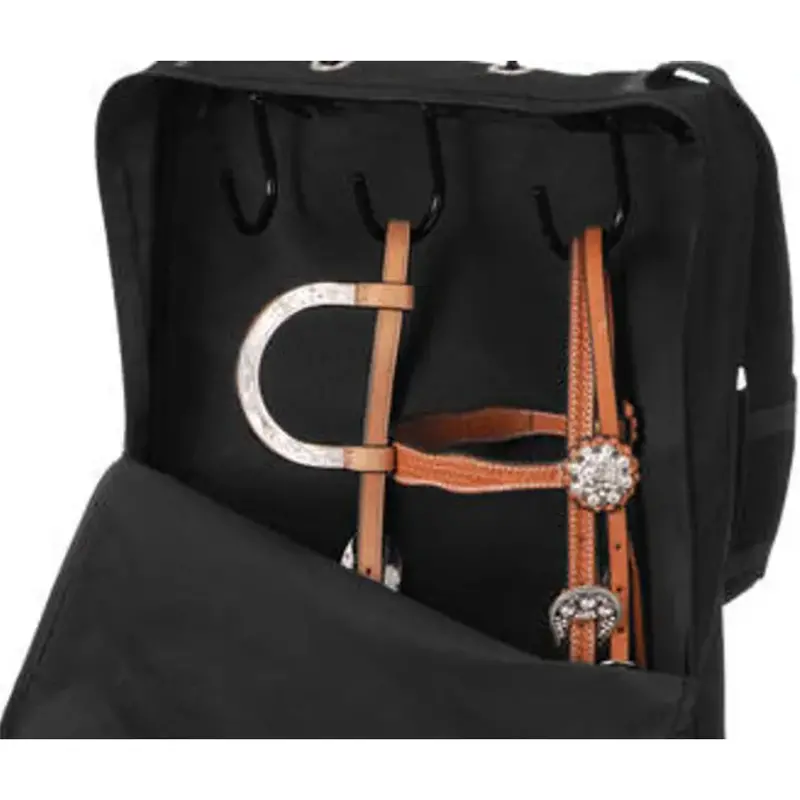 Tough-1 Bridle/Halter Bag W/ 3 Prong Tack Rack- Black 2