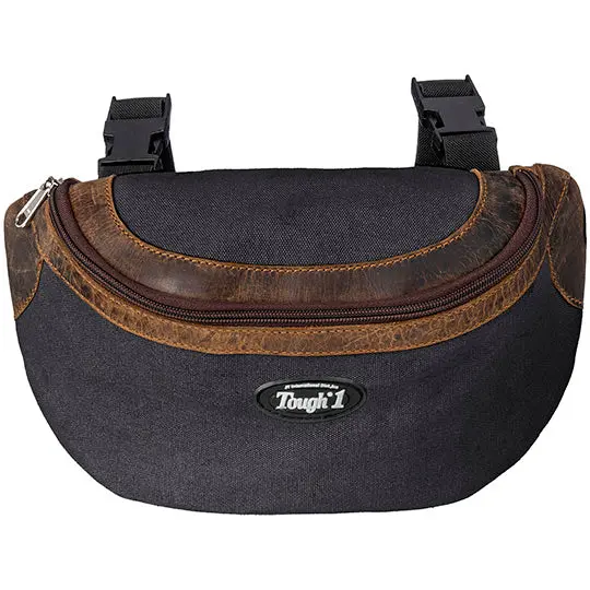 Tough 1 Canvas Pommel Bag With Leather Accents- Black 1