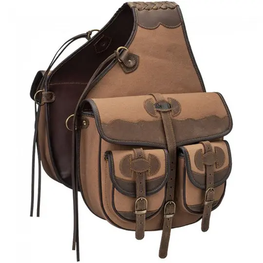 Tough 1 Canvas Trail Bag With Leather Accents- Tan 1